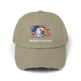 Motorcyclist Map Eagle Distress Dad Hat