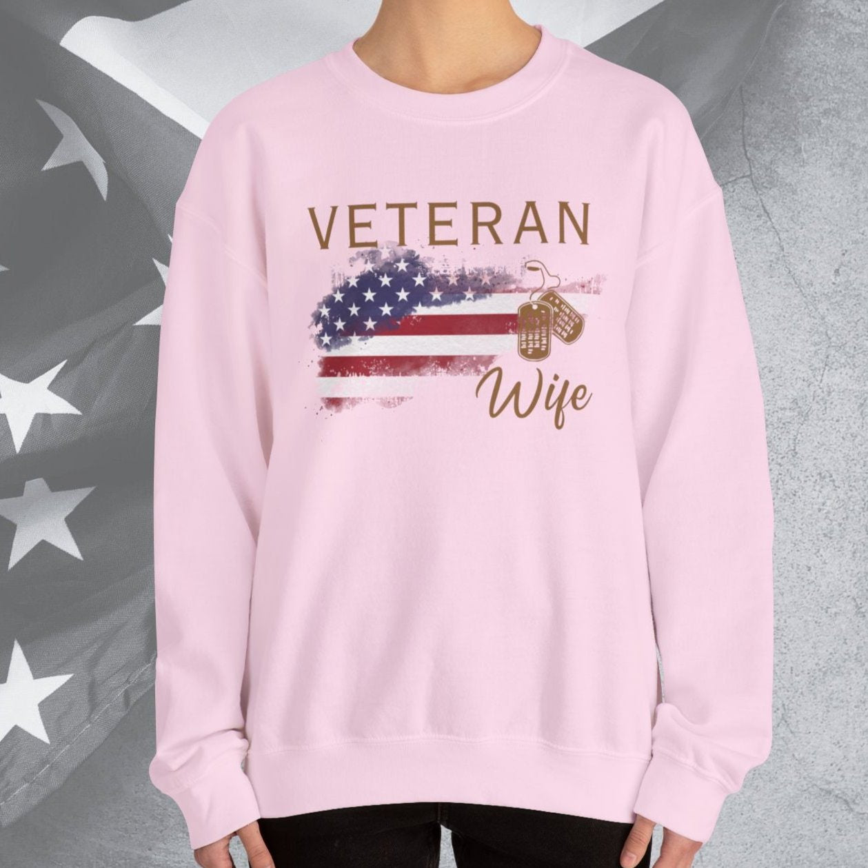 American Veteran Wife Crew Neck Sweatshirt