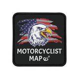 Motorcyclist Map Printed Iron-On Patch