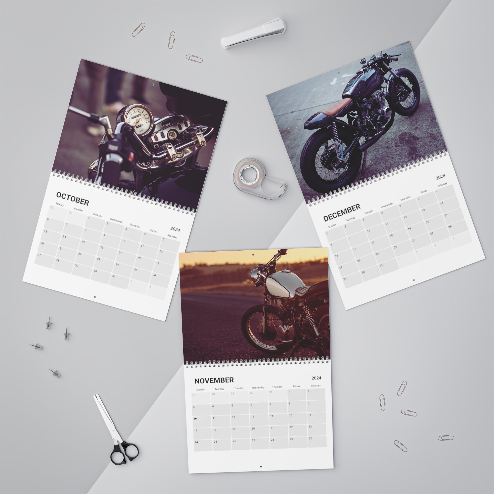 Vintage Motorcycle Wall Calendar - 2024