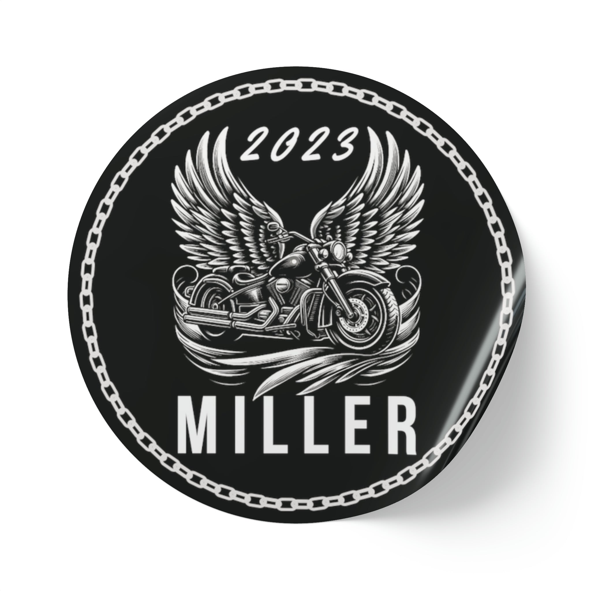 Biker Memorial Winged Cruiser Design - Round Sticker Roll