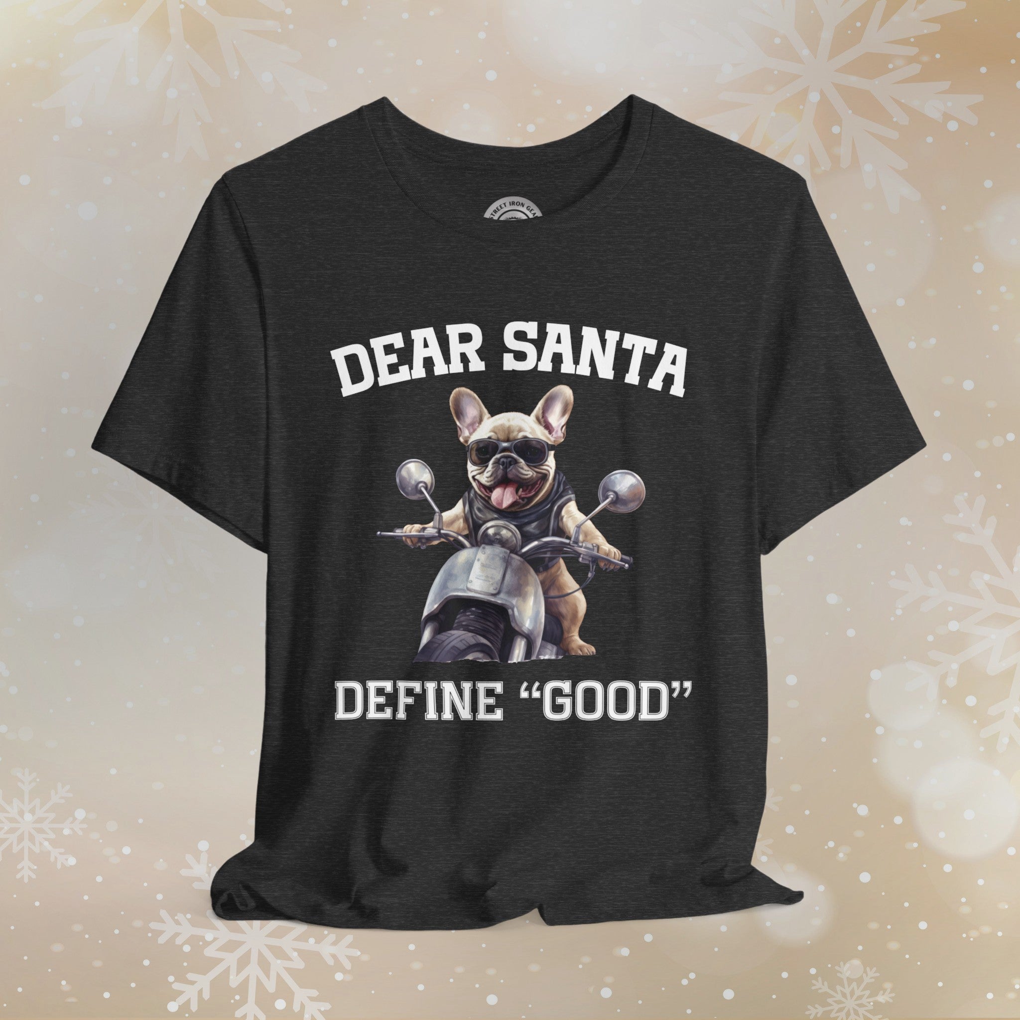 French Bulldog Biker Christmas Crew Neck TShirt