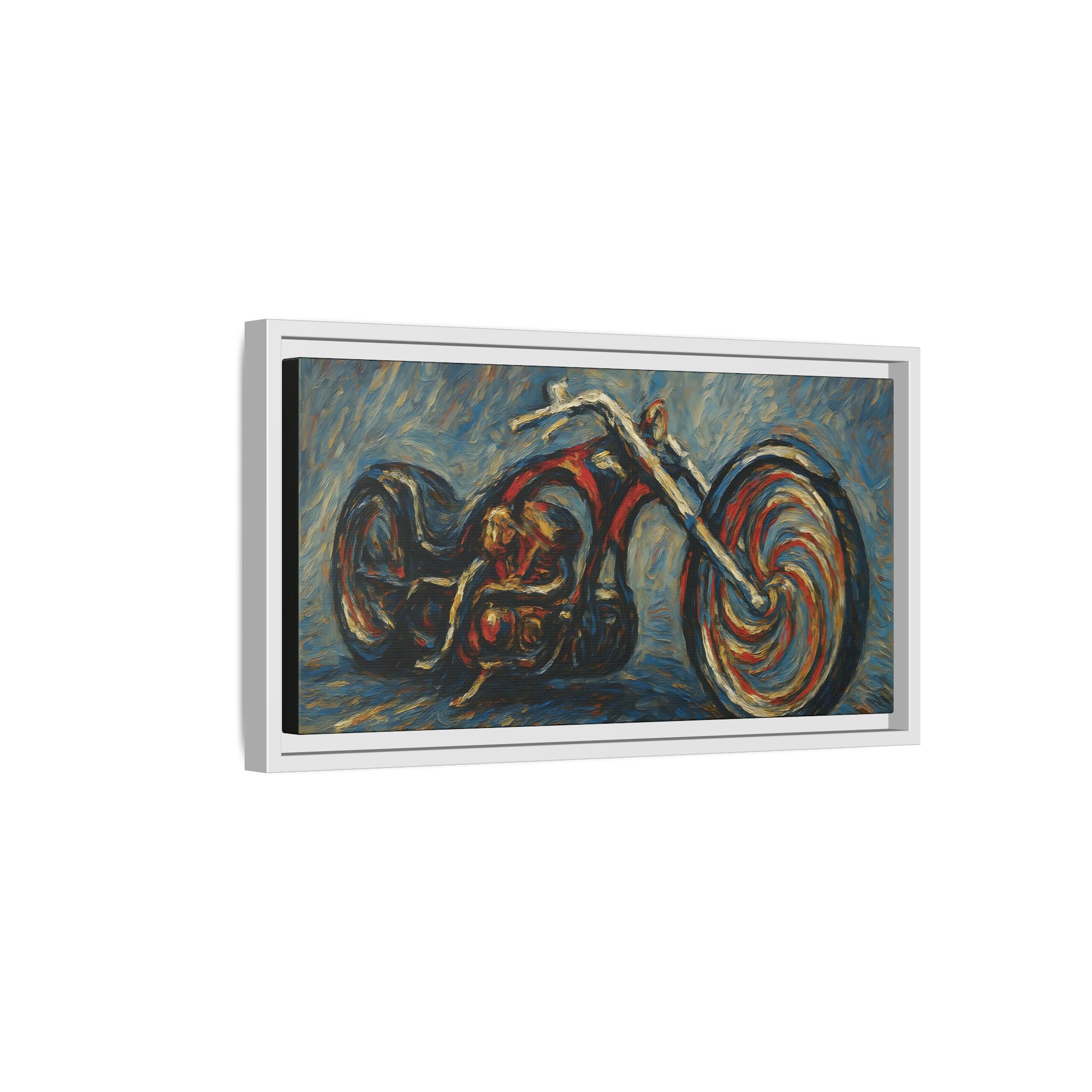 Chopper Motorcycle Framed Canvas Print