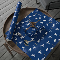 Blue Motocross Gift Wrap - Dirt Bike Racing Design