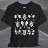 Ladies Christmas Motorcycle & Bows Crew Neck TShirt