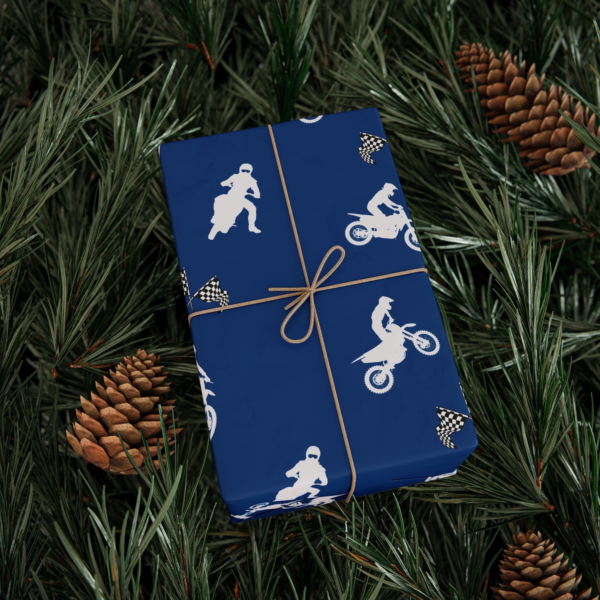 Gift Wrap - Blue Motocross