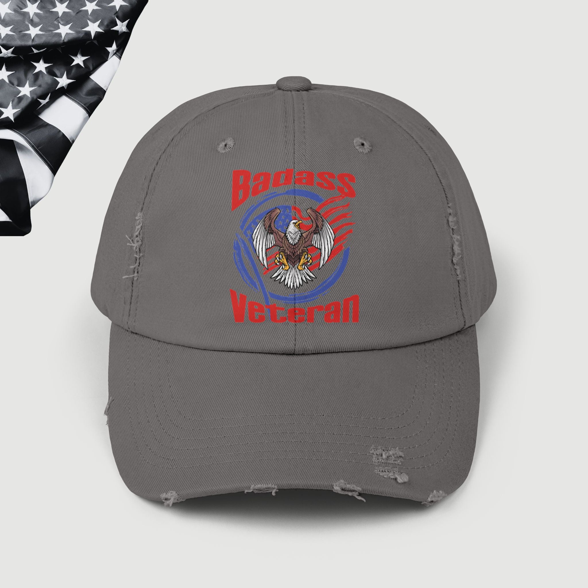 Badass American Veteran Distressed Dad Hat