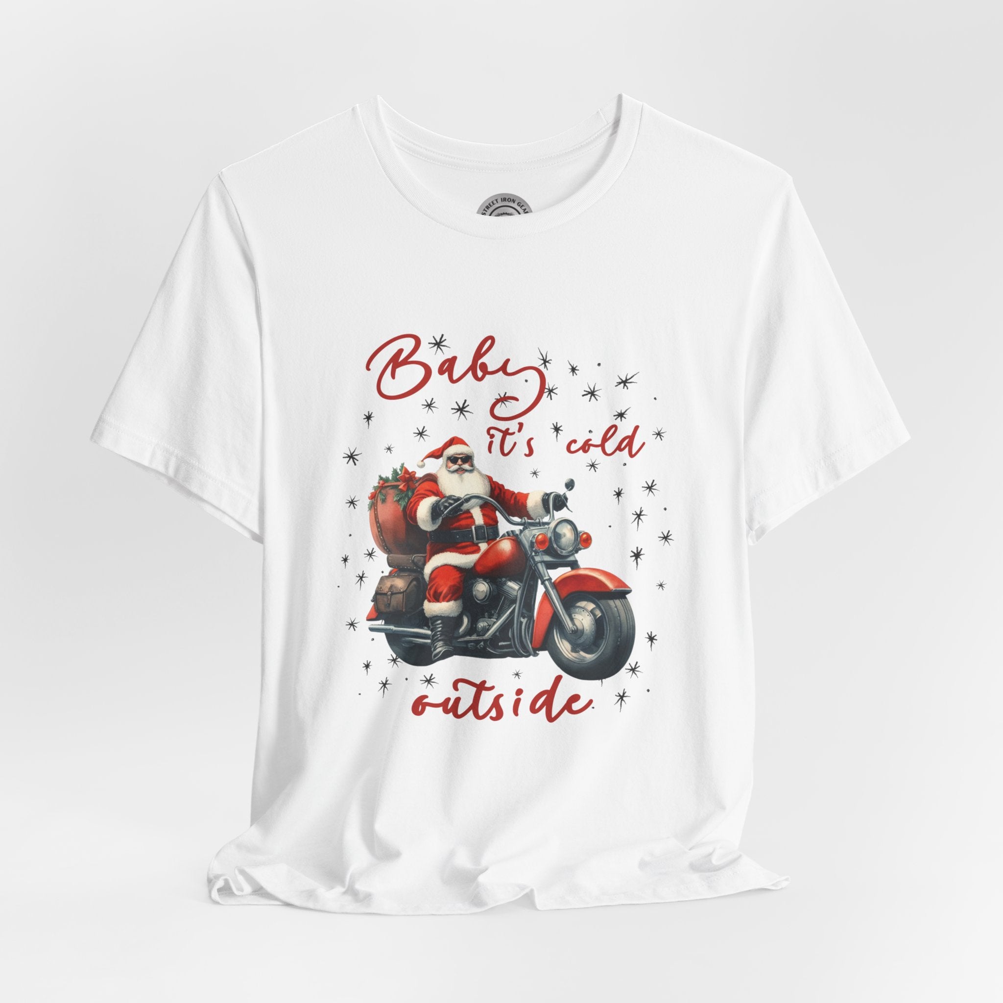 Biker Santa Christmas Crew Neck TShirt