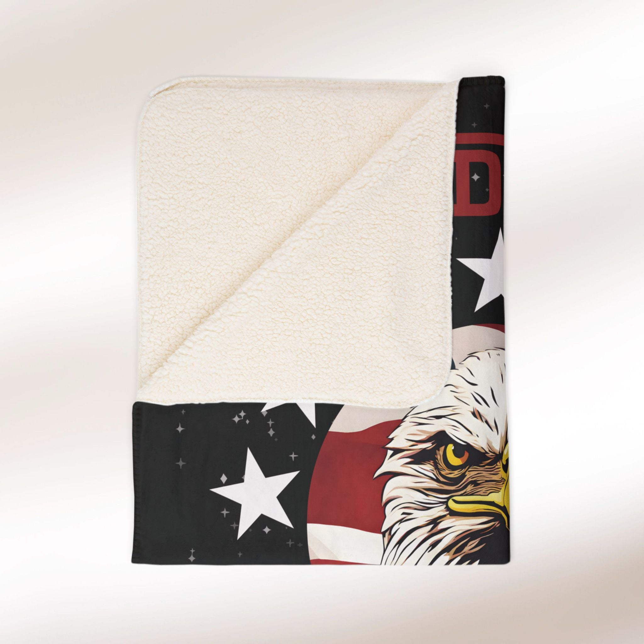 Proud to be an American Sherpa Eagle Flag Blanket (black)