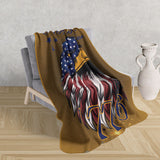 American Since 1776 Sherpa Eagle Flag Blanket (gold)