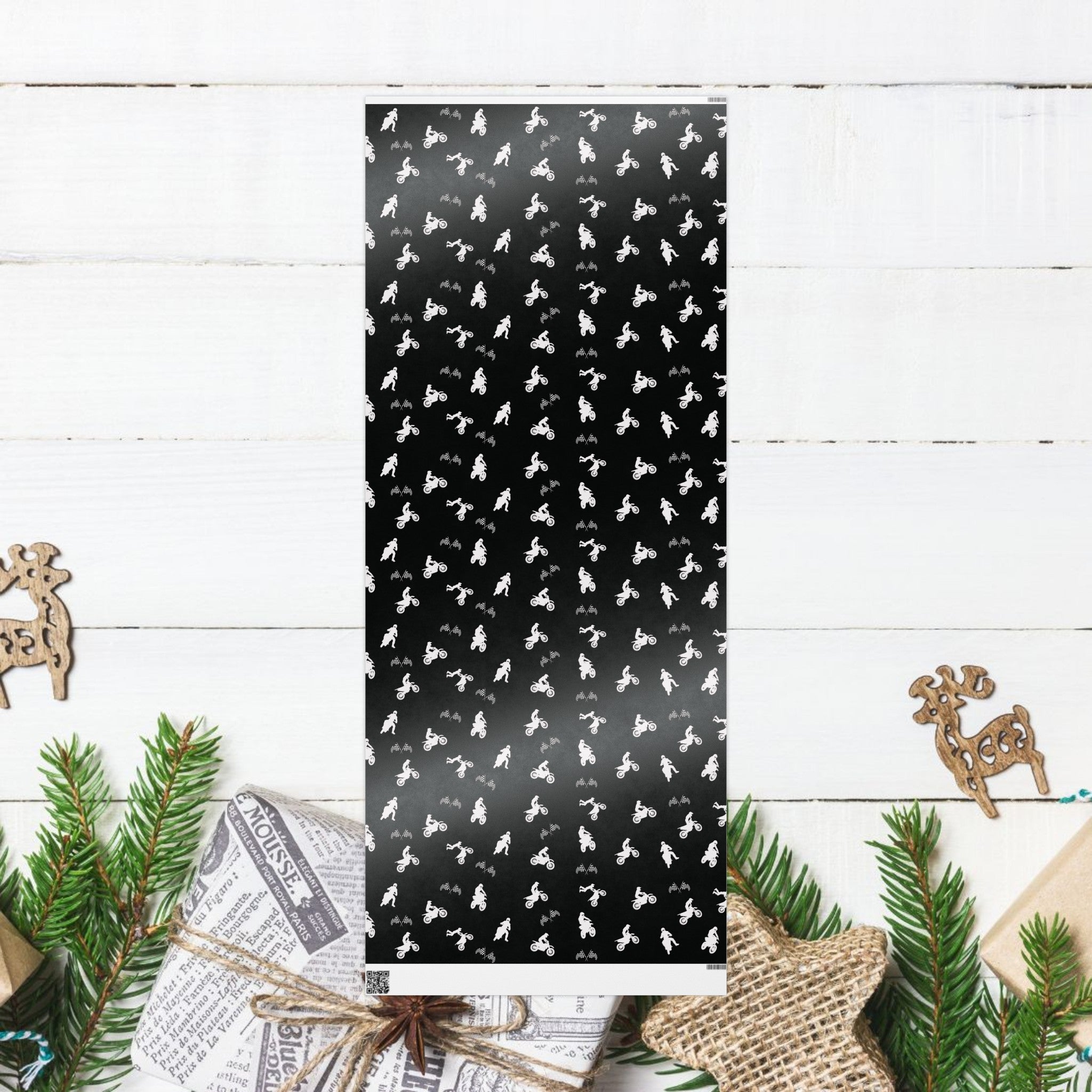 Gift Wrap - Black Motocross