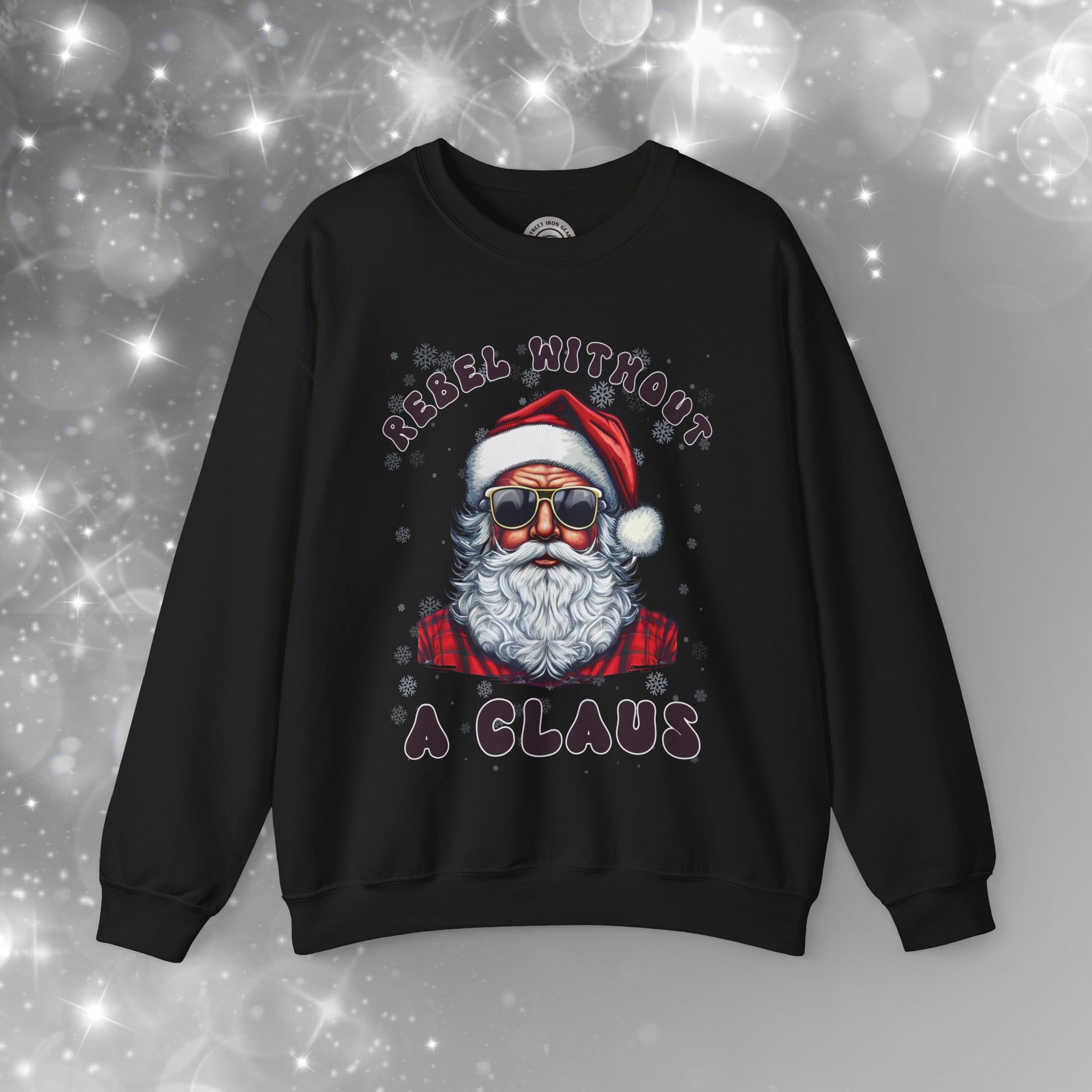 Funny Christmas Biker Santa Crew Neck Sweatshirt