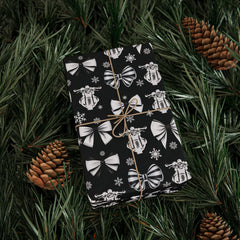 Motorcycle & Bows Black Holiday Gift Wrap