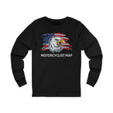 Motorcyclist Map Long Sleeve Crew Neck TShirt