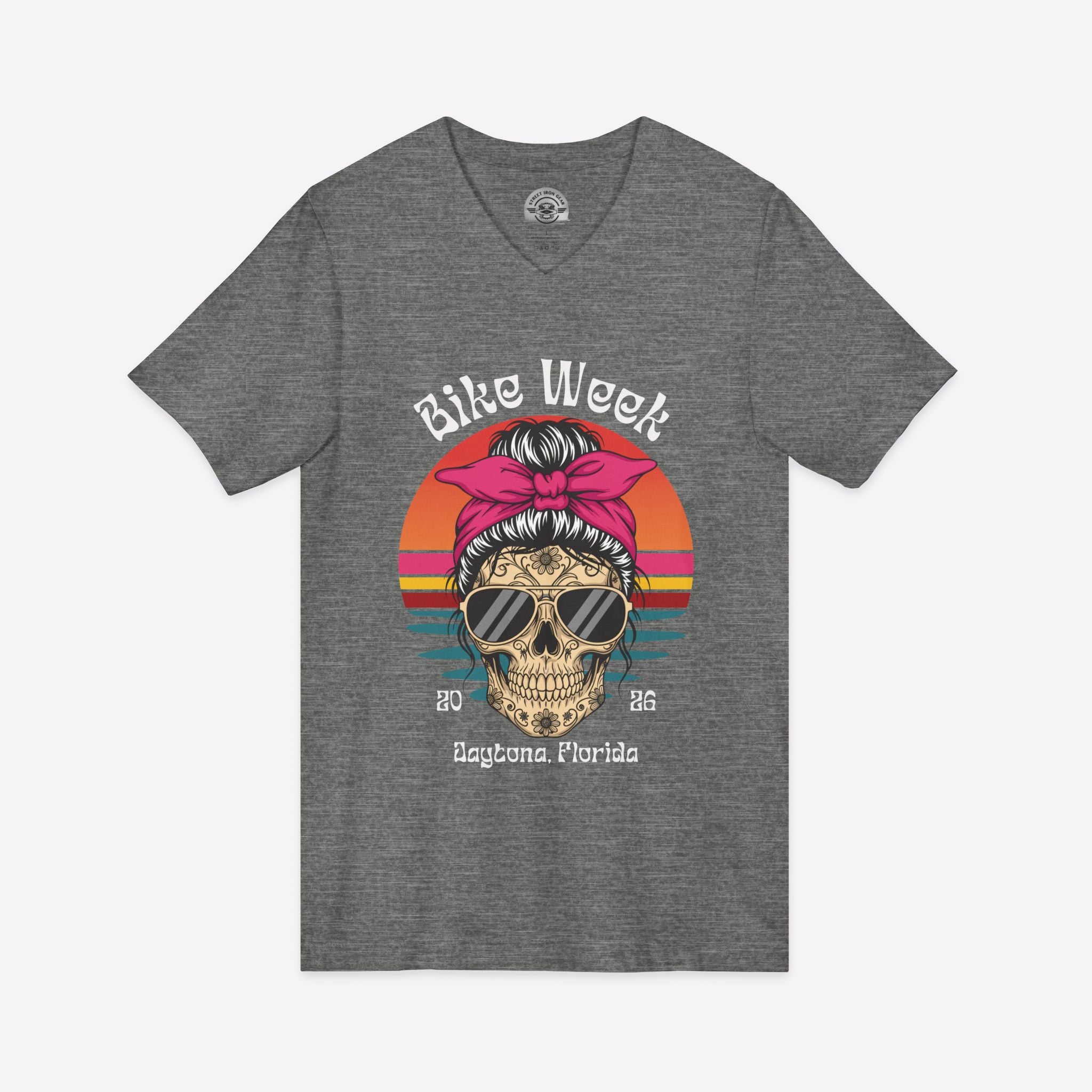 Daytona Bike Week 2026 Women's V-Neck | Hipster Skull