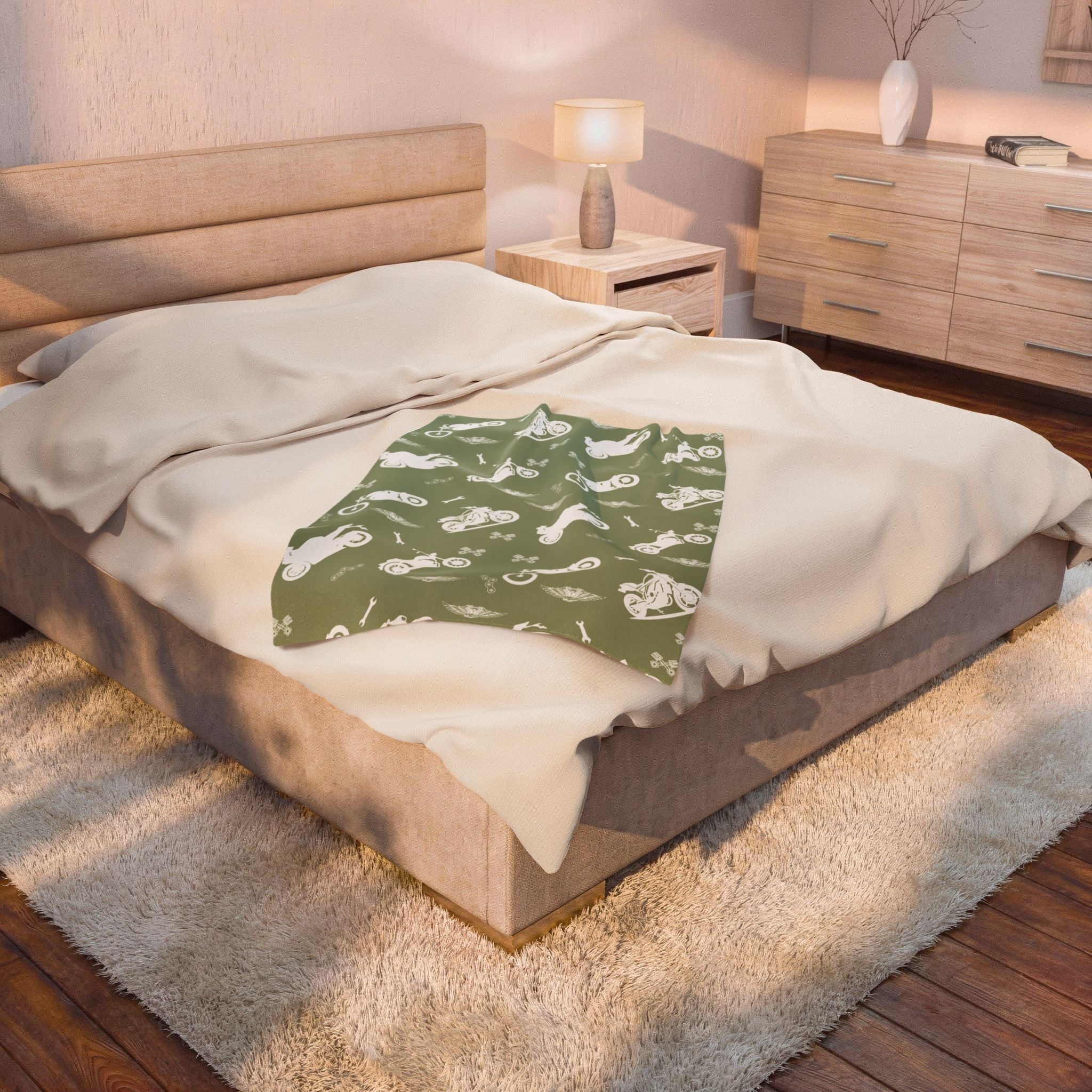 Motorcycle Customized Velveteen Plush Blanket