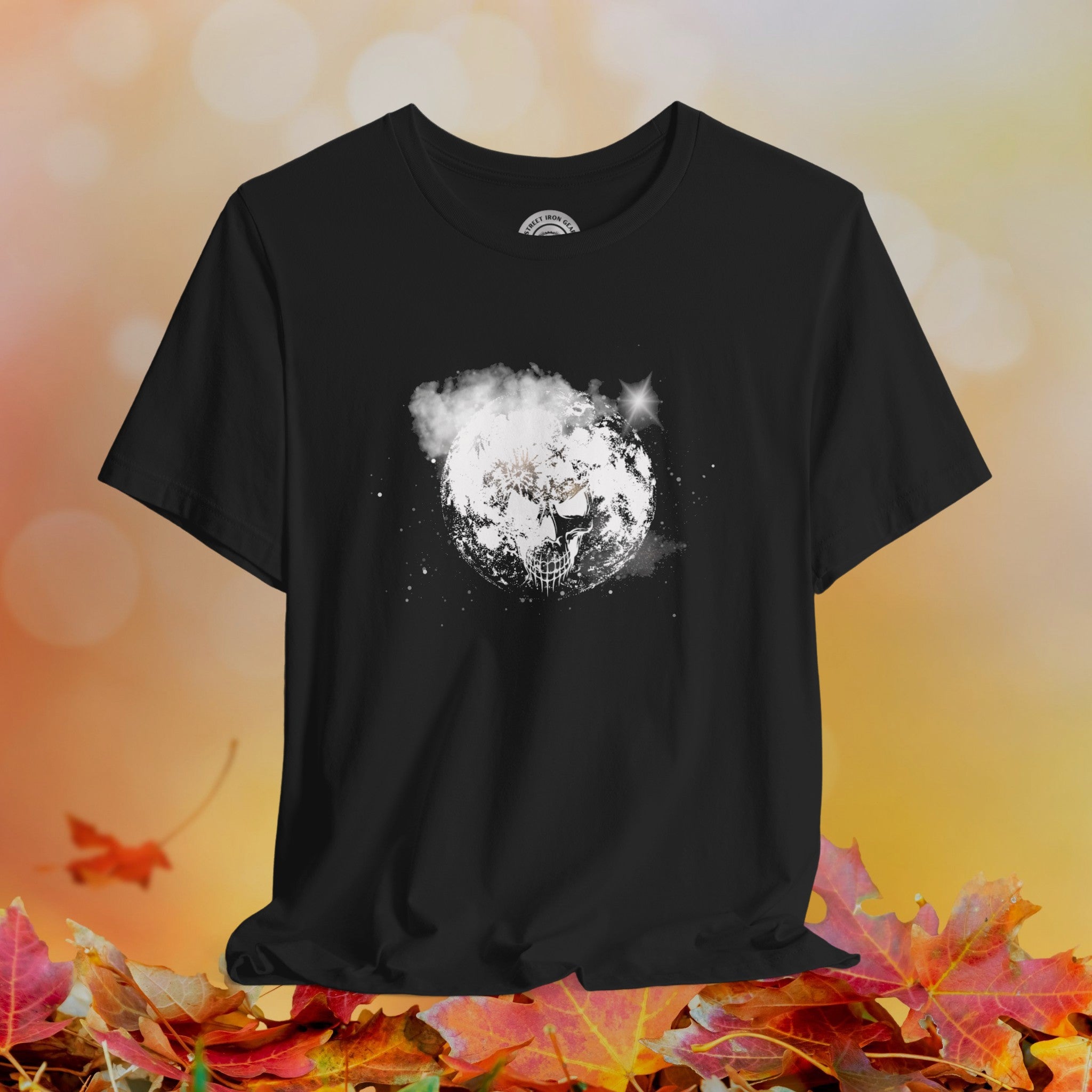 Halloween Skull and Moon Crew Neck TShirt