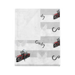 Motorcycle Customized Velveteen Minky Blanket
