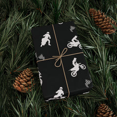 Motocross Dirt Bike Gift Wrap - Black Action Design