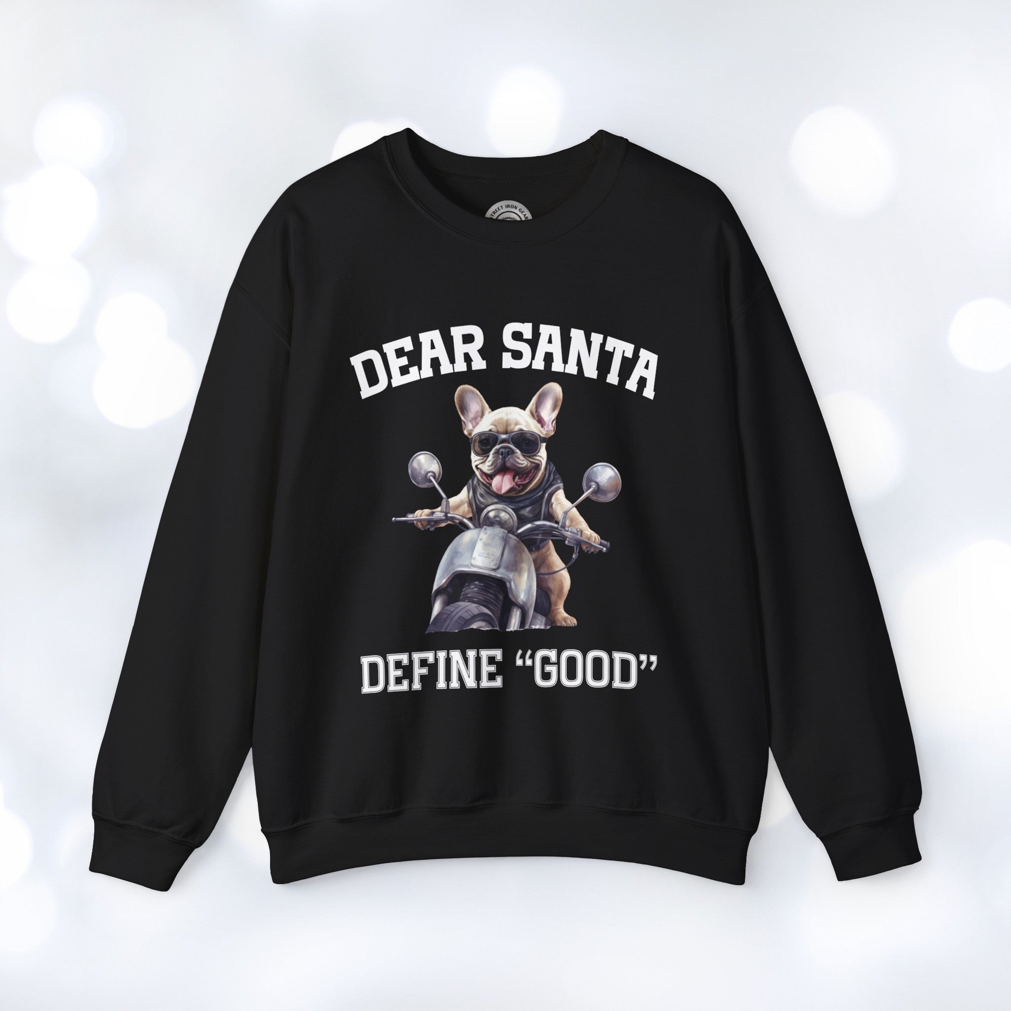 French Bulldog Biker Christmas Crew Neck Sweatshirt