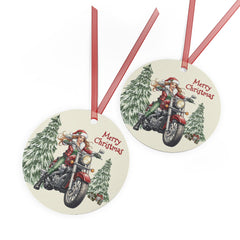 Biker Mrs. Claus Motorcycle Christmas Ornament