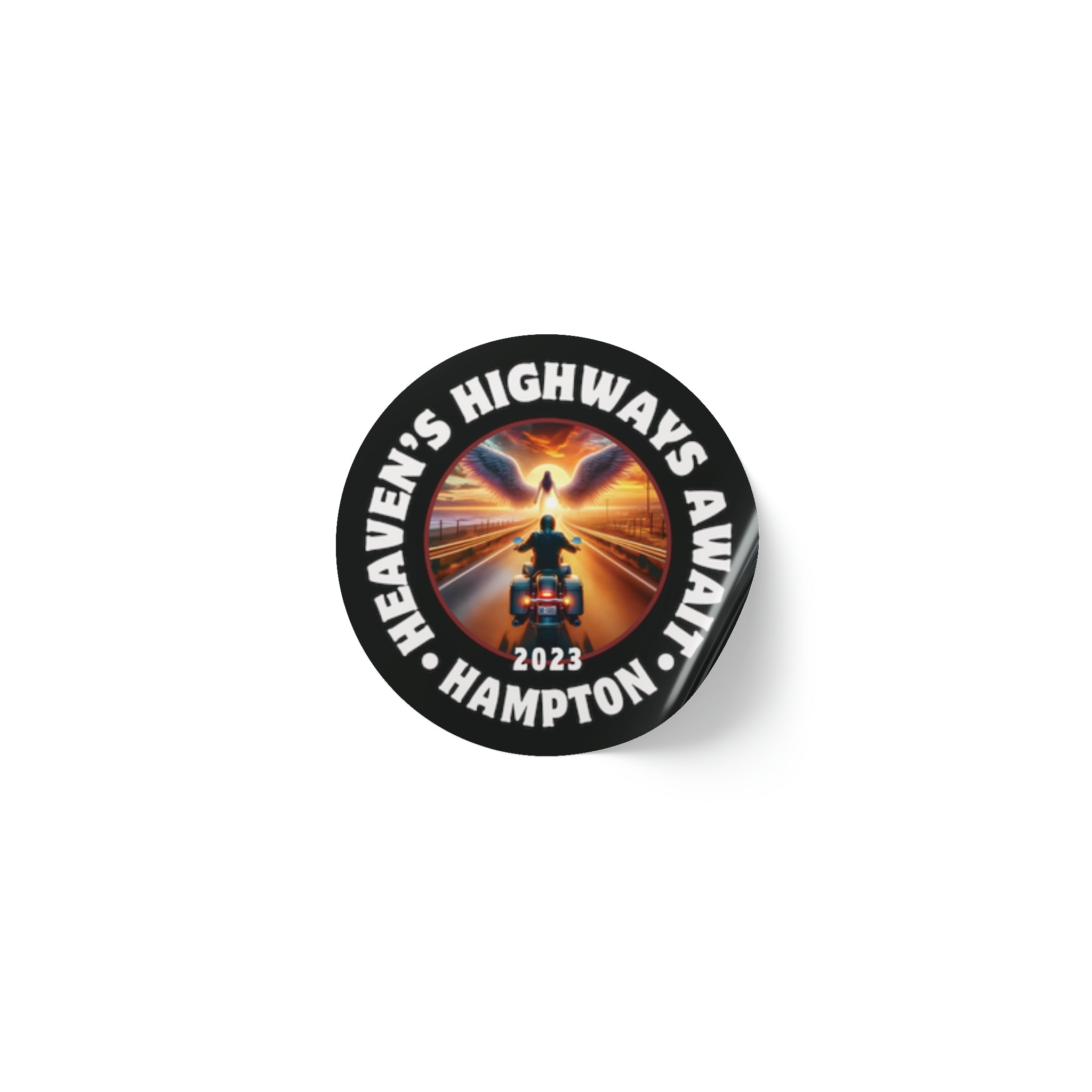 Biker Memorial Angel Design - Round Sticker Roll