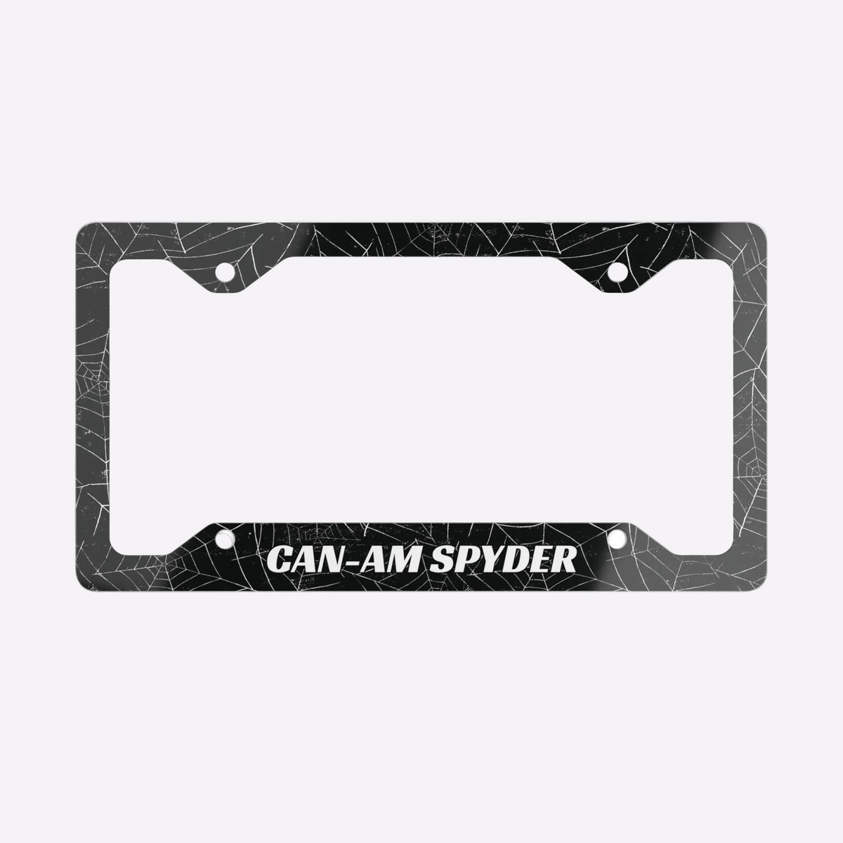 License plate frame with 'CAN-AM SPYDER' text on a white background
