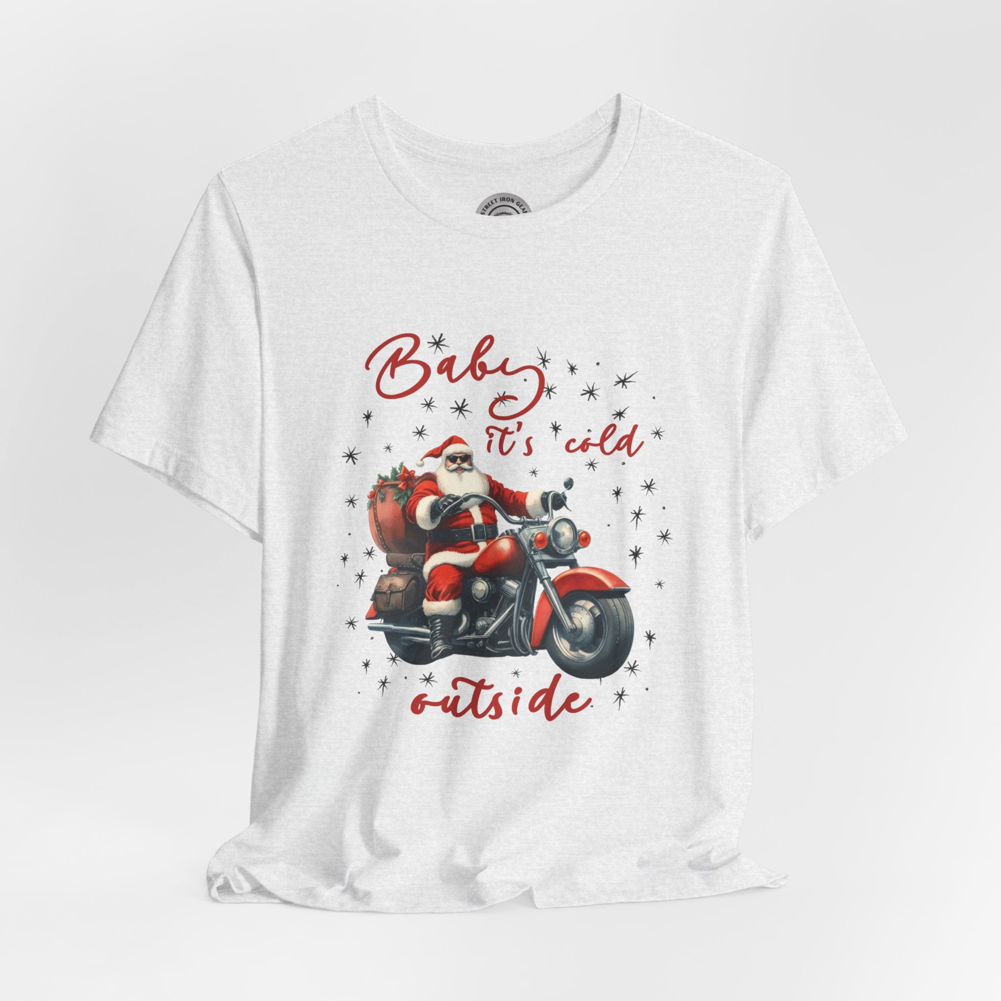 Biker Santa Christmas Crew Neck TShirt