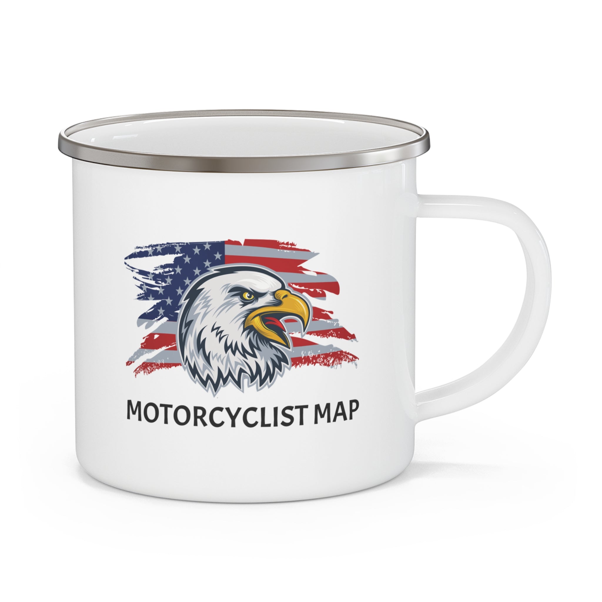 Motorcyclist Map Enamel Camping Mug 12oz