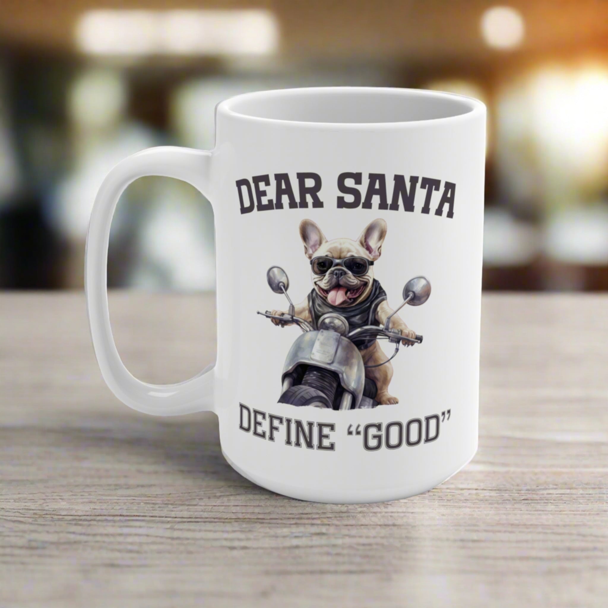 French Bulldog Biker Christmas Ceramic Mug - 15oz