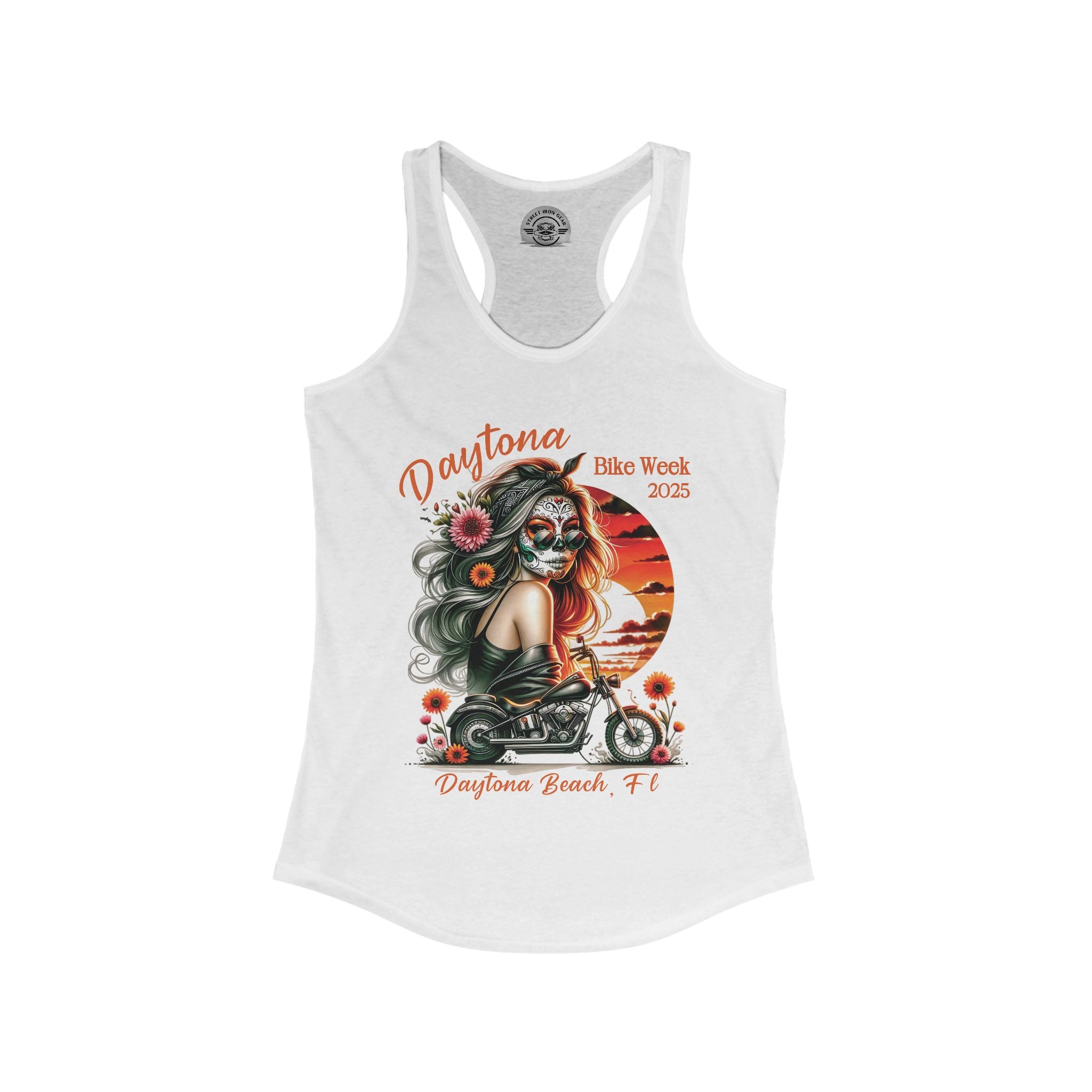 Ladies Daytona Bike Week 2025 Day of the Dead Racerback Tank