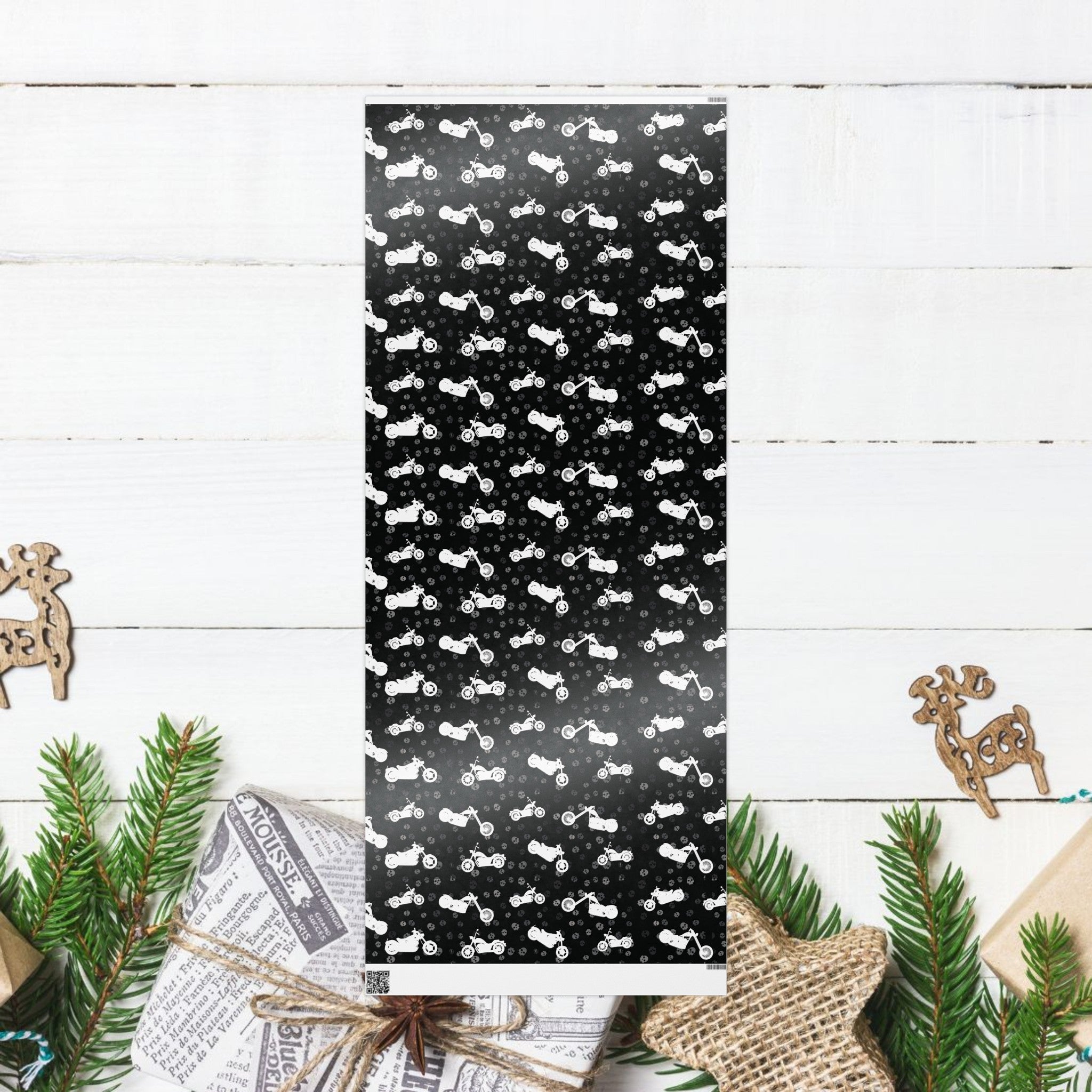 Gift Wrap - Black Motorcycle Cruiser