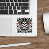 Gearhead Skull, Pistons & Flames Motorcycle Decal