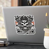 Gearhead Skull, Pistons & Flames Motorcycle Decal