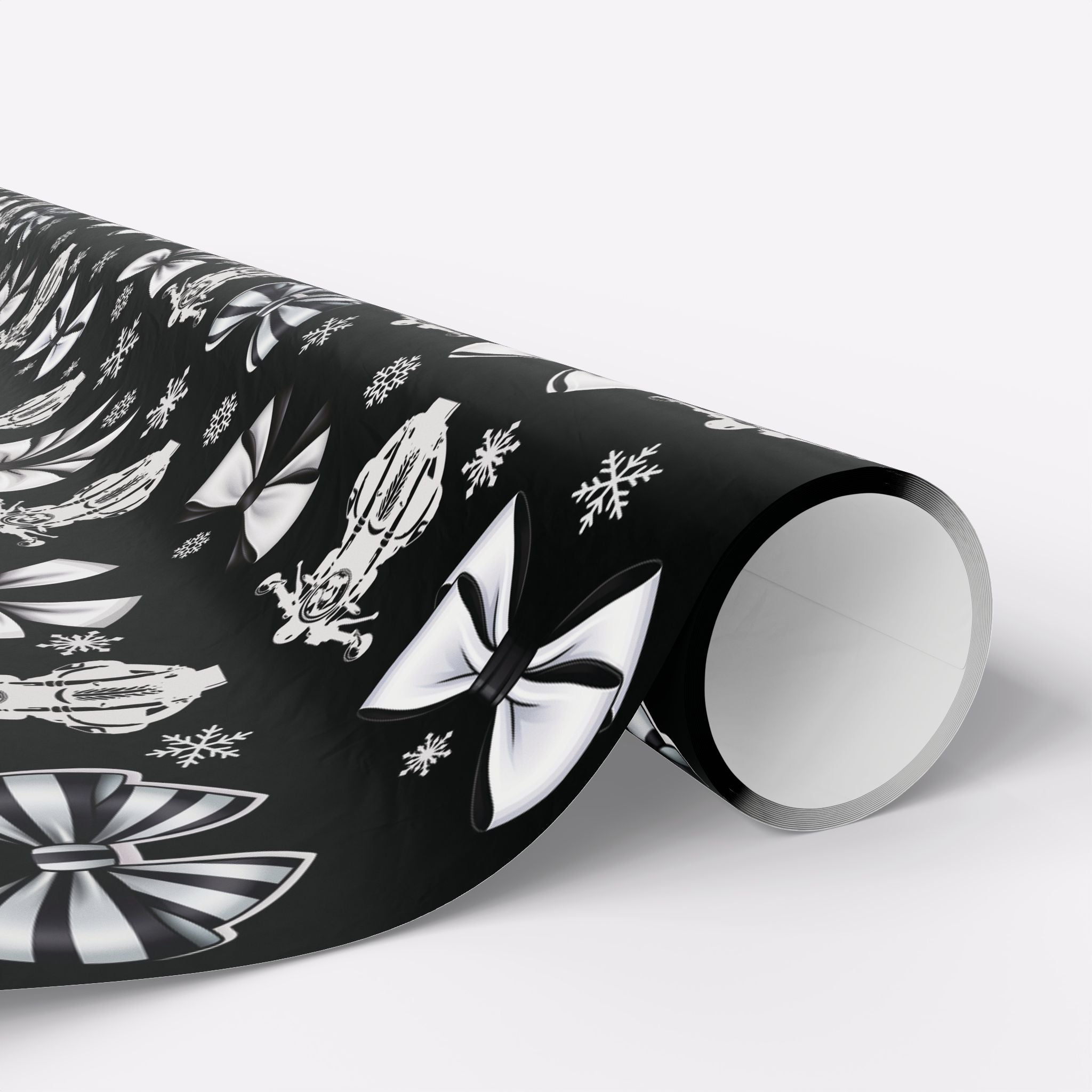 Motorcycle & Bows Black Holiday Gift Wrap