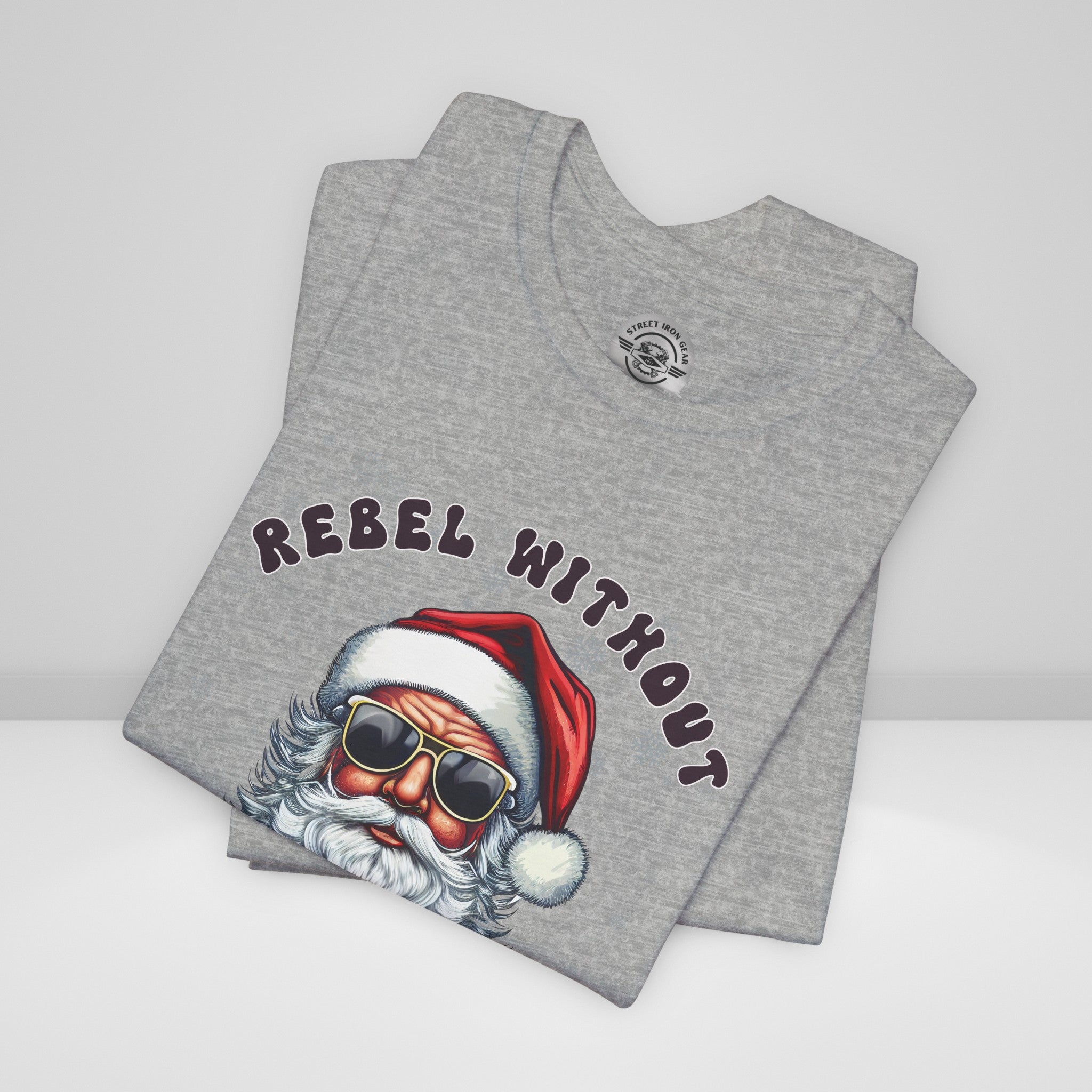 Biker Santa Christmas Crew Neck TShirt