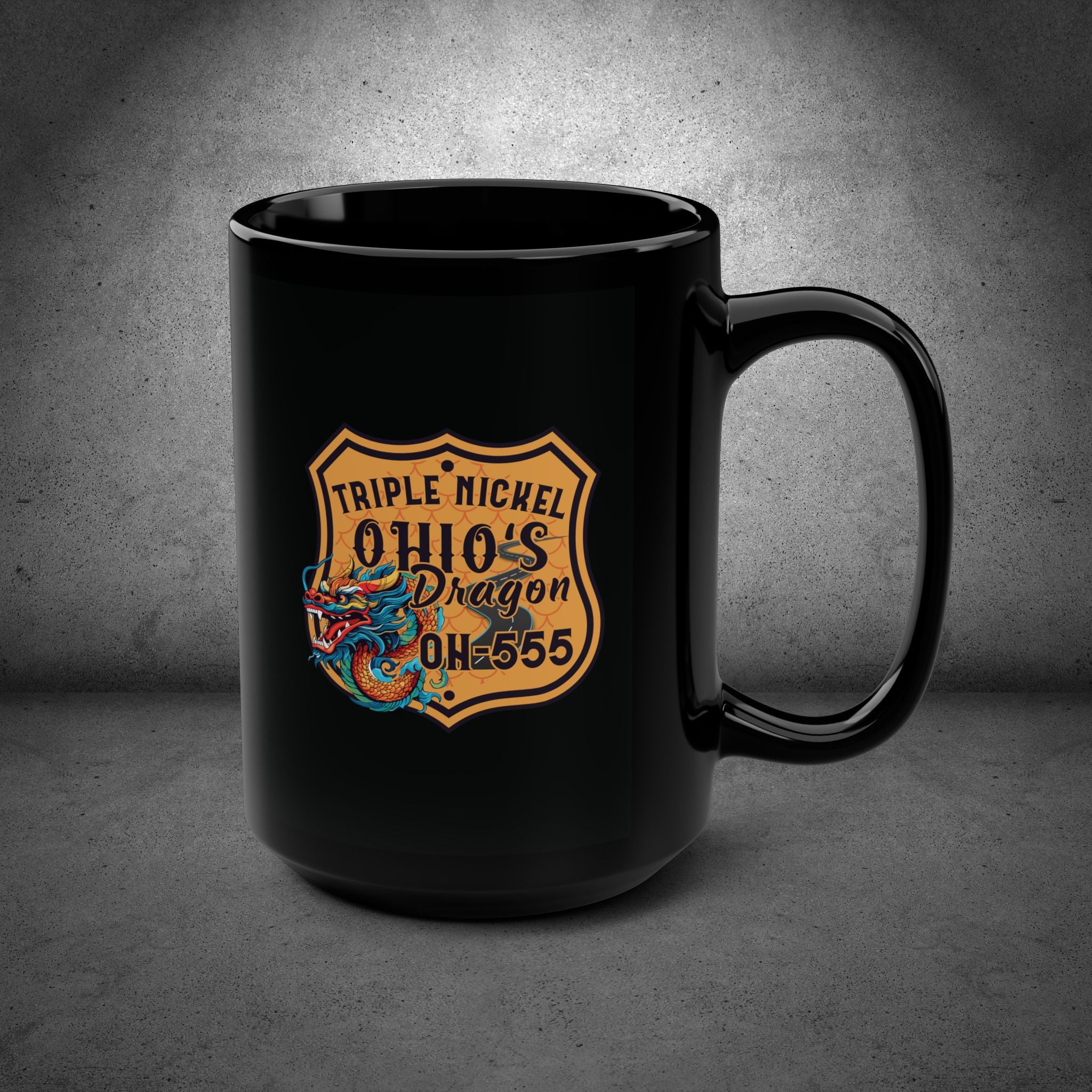 OH-555 Triple Nickel Black Coffee Mug, 15oz