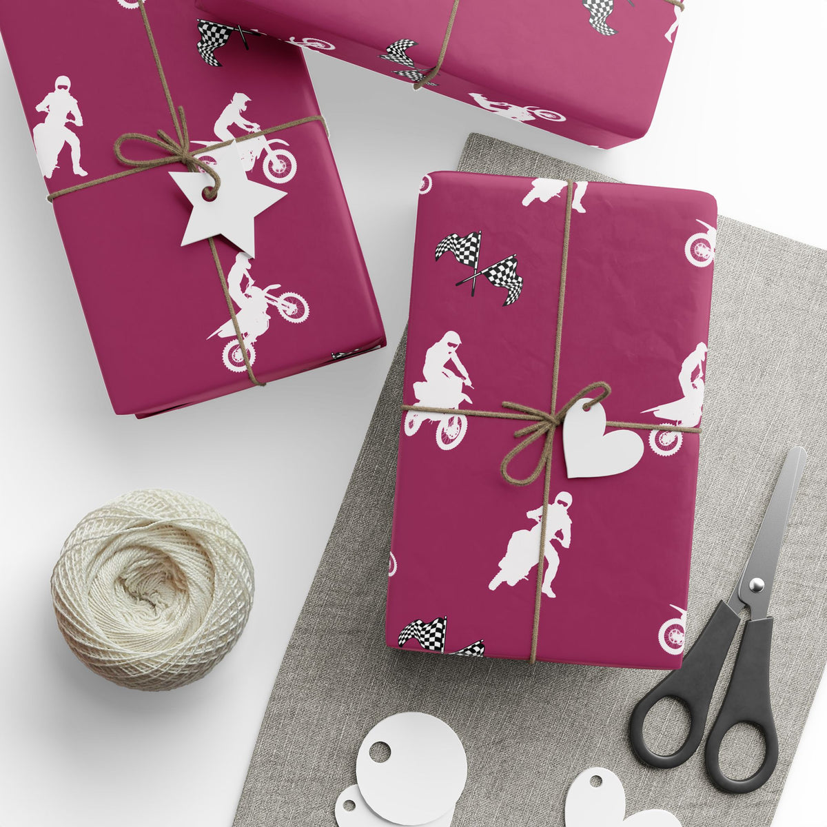 Gift Wrap - Pink Motocross