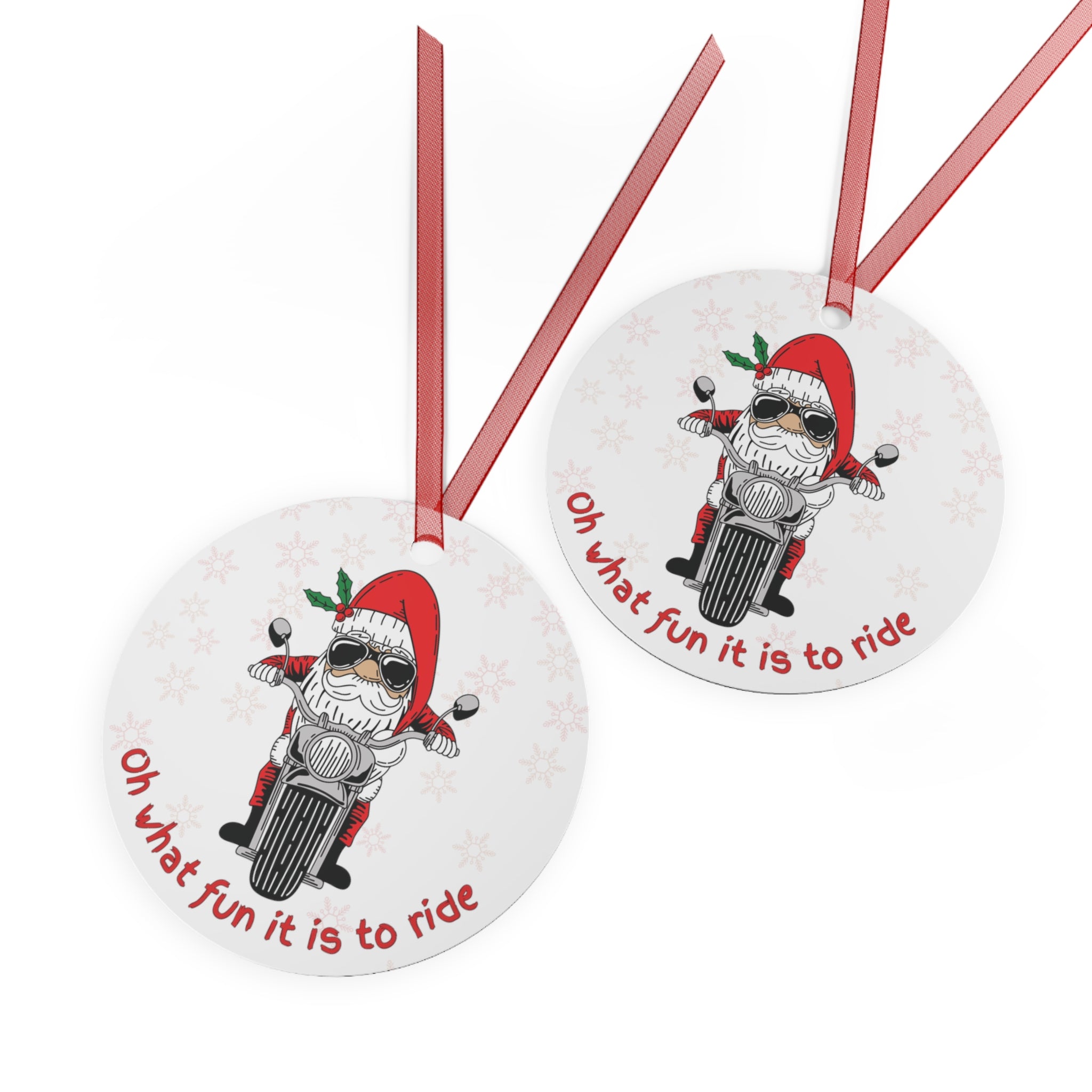 Biker Santa Aluminum Christmas Ornament