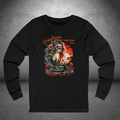 Ladies Daytona Bike Week 2025 Day of the Dead Long Sleeve Crew Neck TShirt