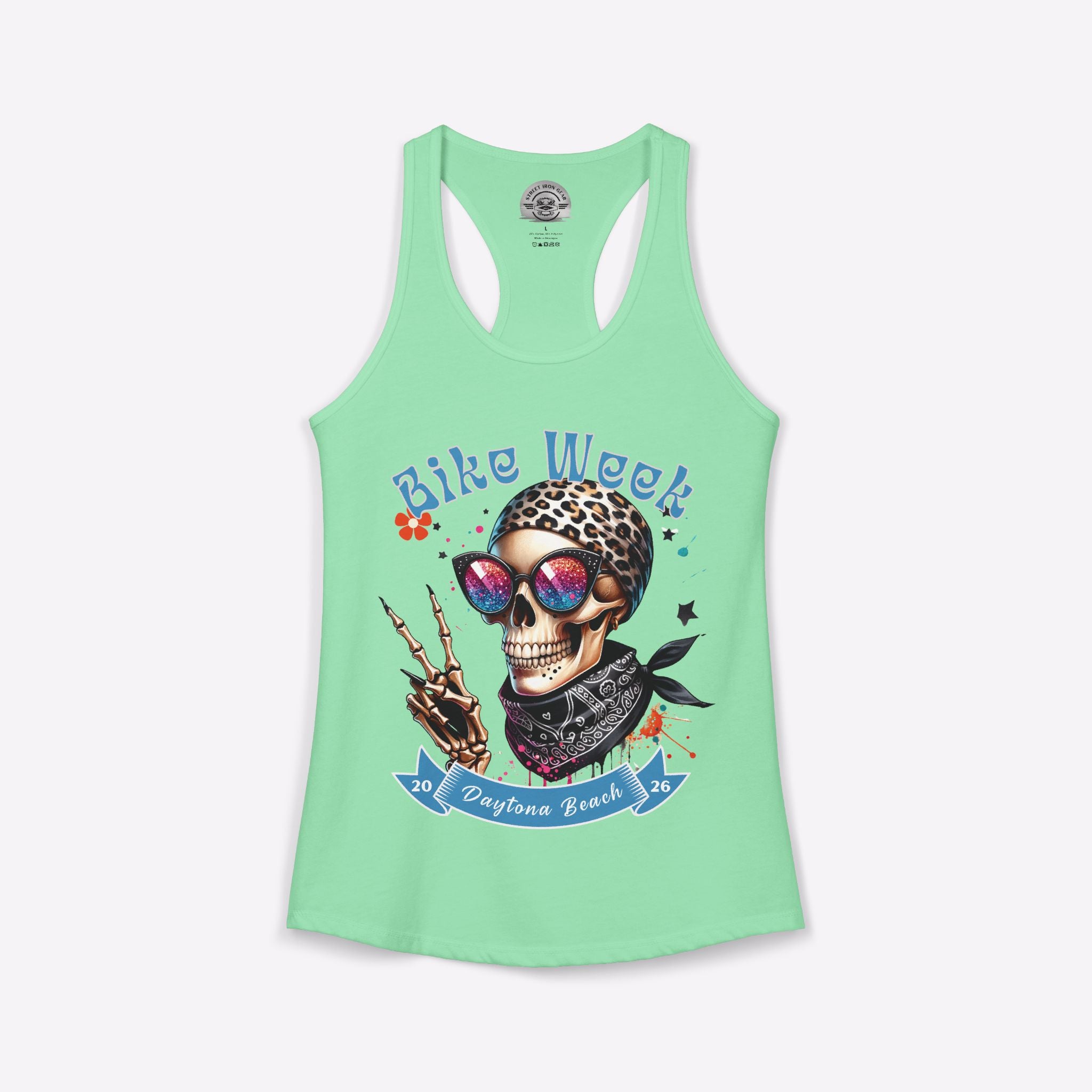 Daytona Bike Week 2026 Women's Racerback Tank | Hipster Skull