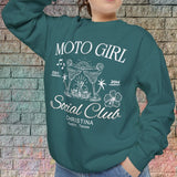 Moto Girl Crew Neck Sweatshirt (Customizable)