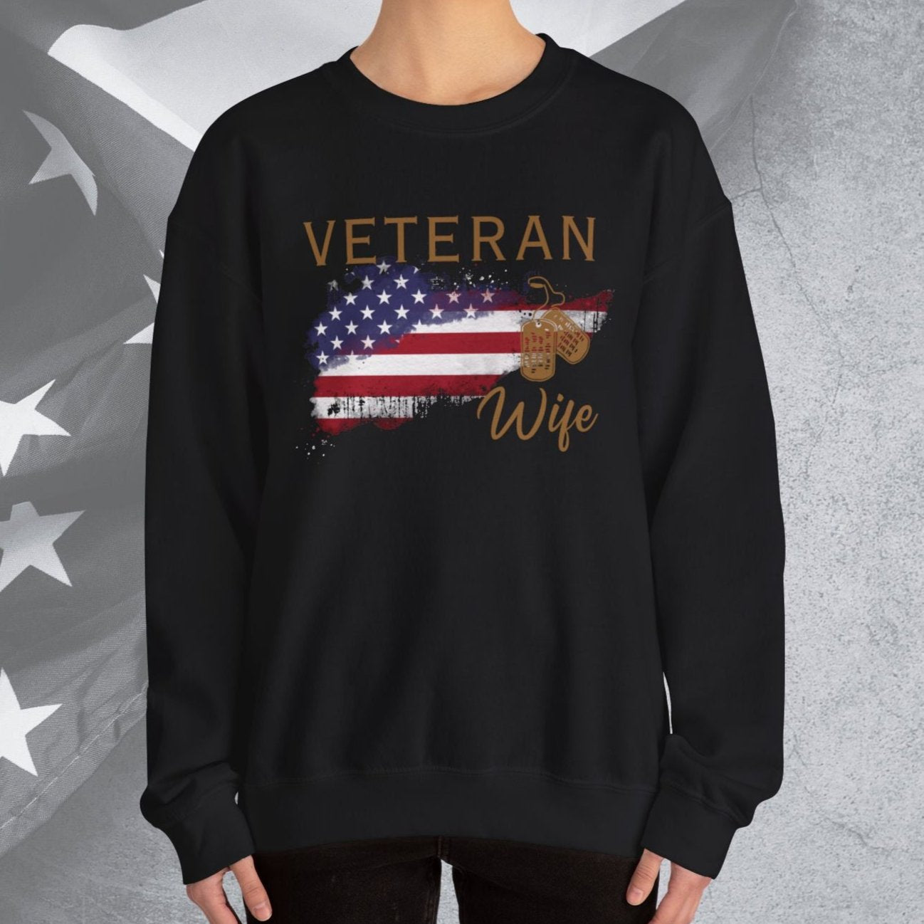 American Veteran Wife Crew Neck Sweatshirt