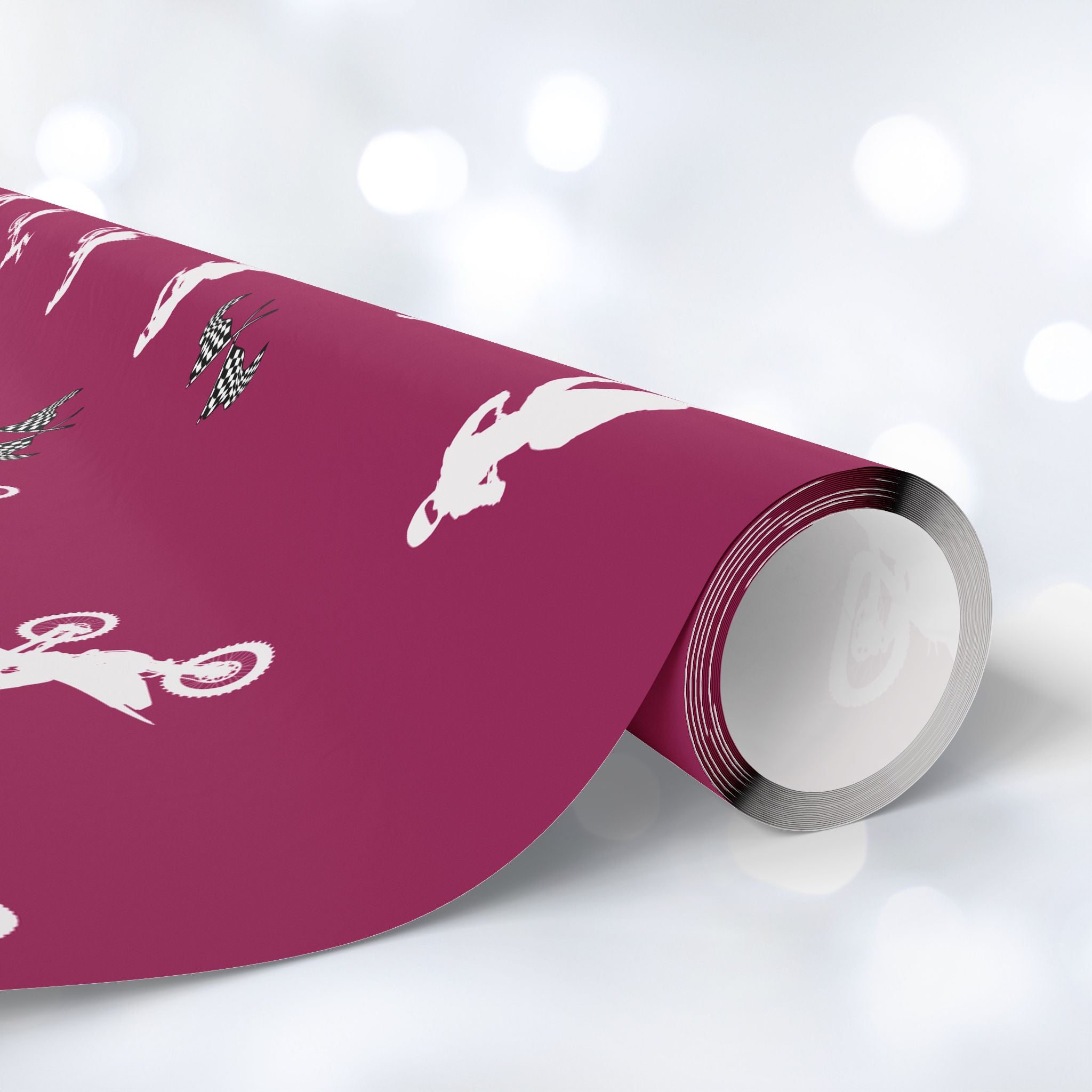 Gift Wrap - Pink Motocross