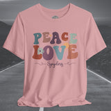 Ladies Retro Peace Love Spyders Crew Neck TShirt