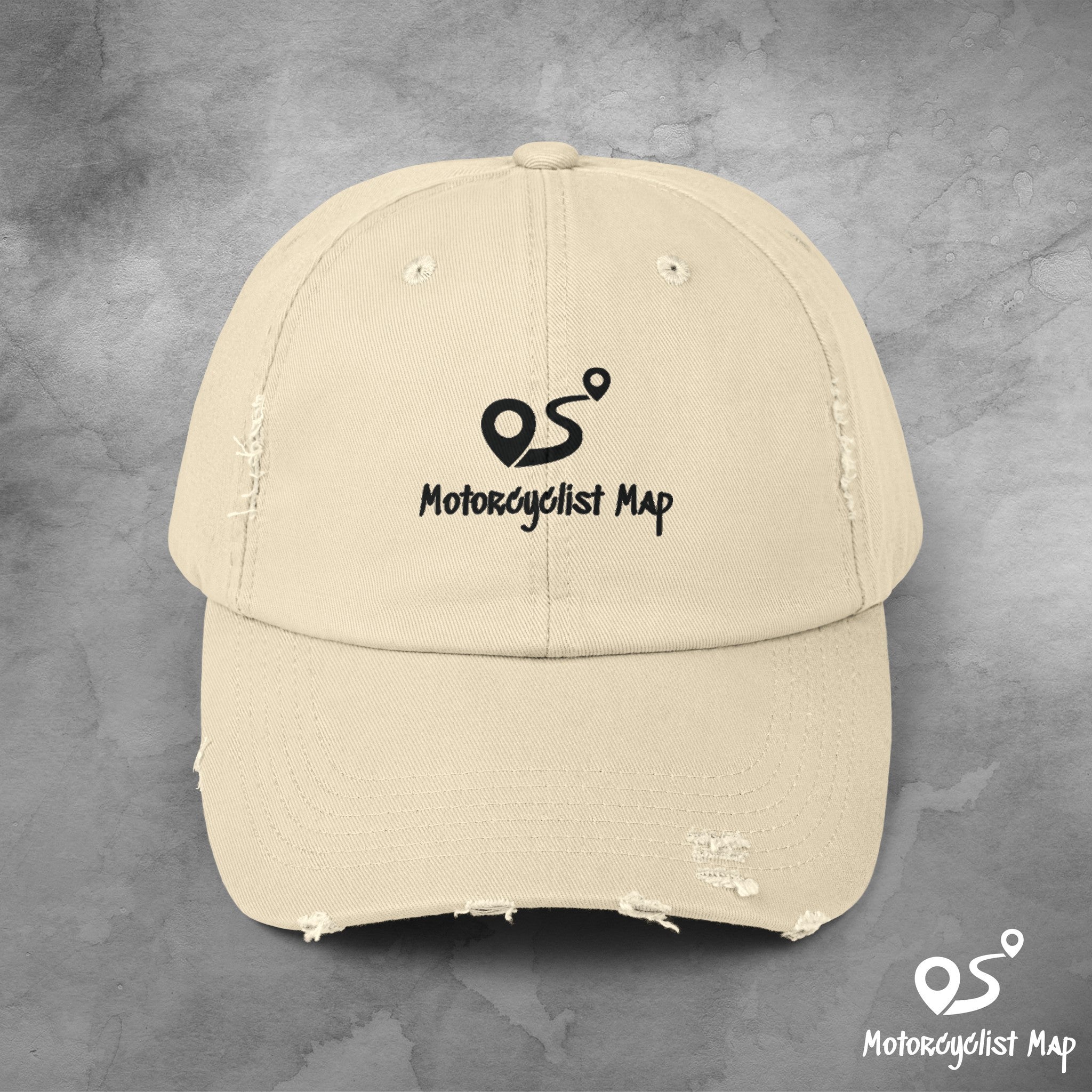 Motorcyclist Map Unisex Distressed Cap