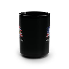 Motorcyclist Map Eagle Black Coffee Mug, 15oz