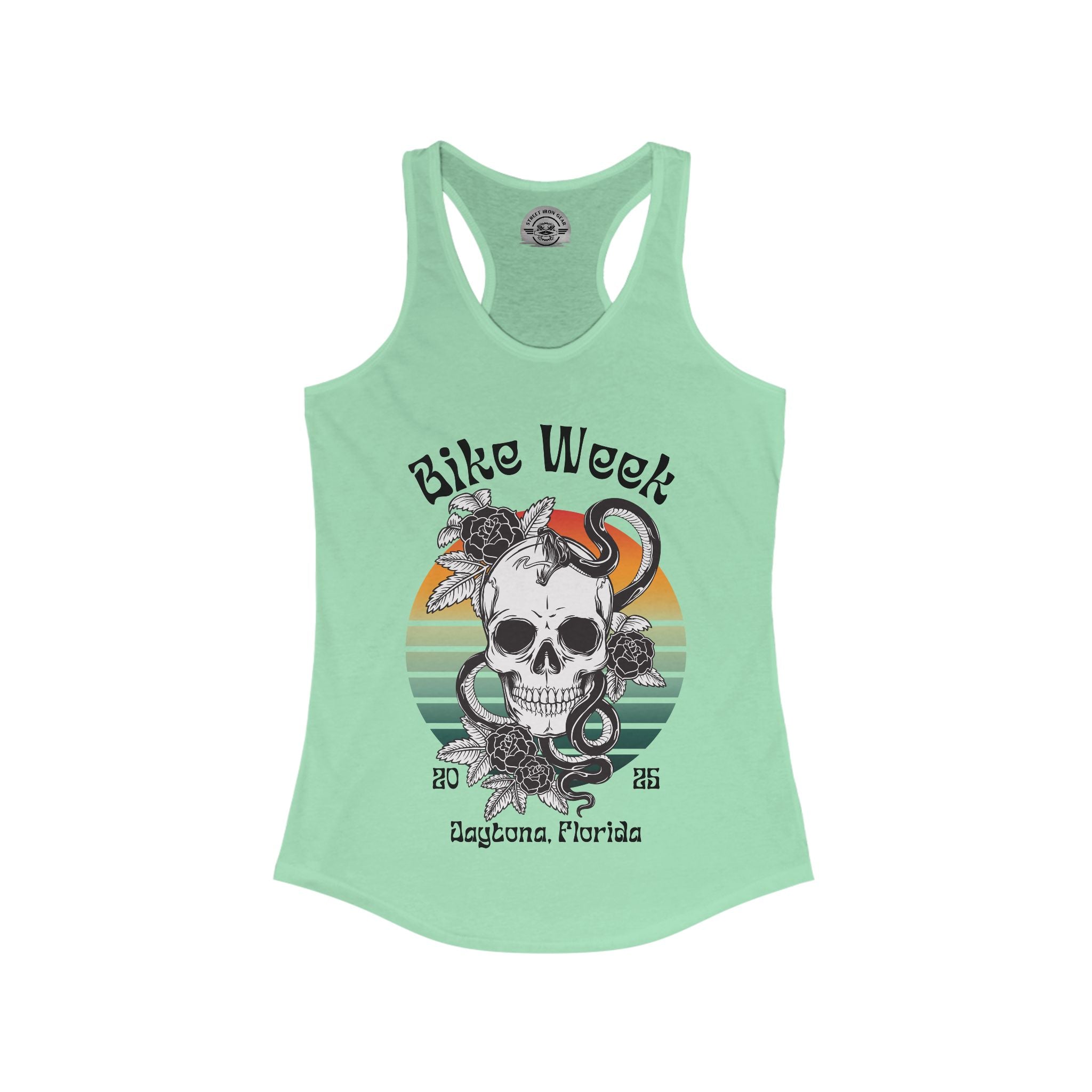 Ladies Daytona Bike Week 2025 Skull and Roses Racerback Tank