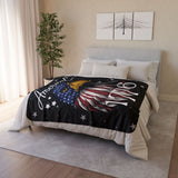 American Since 1776 Sherpa Eagle Flag Blanket (black)