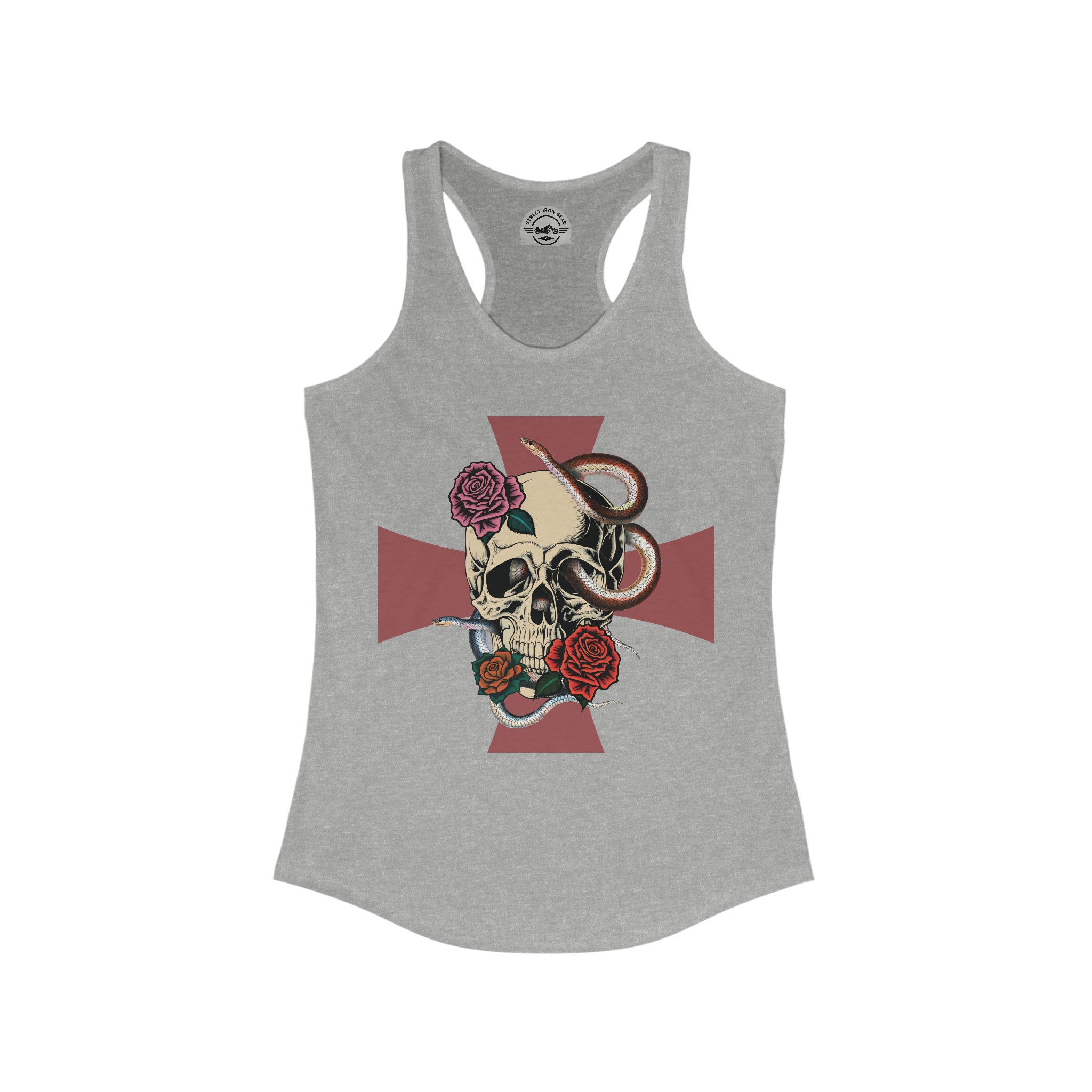 Vintage Skull, Snake & Cross Racerback Tank Top